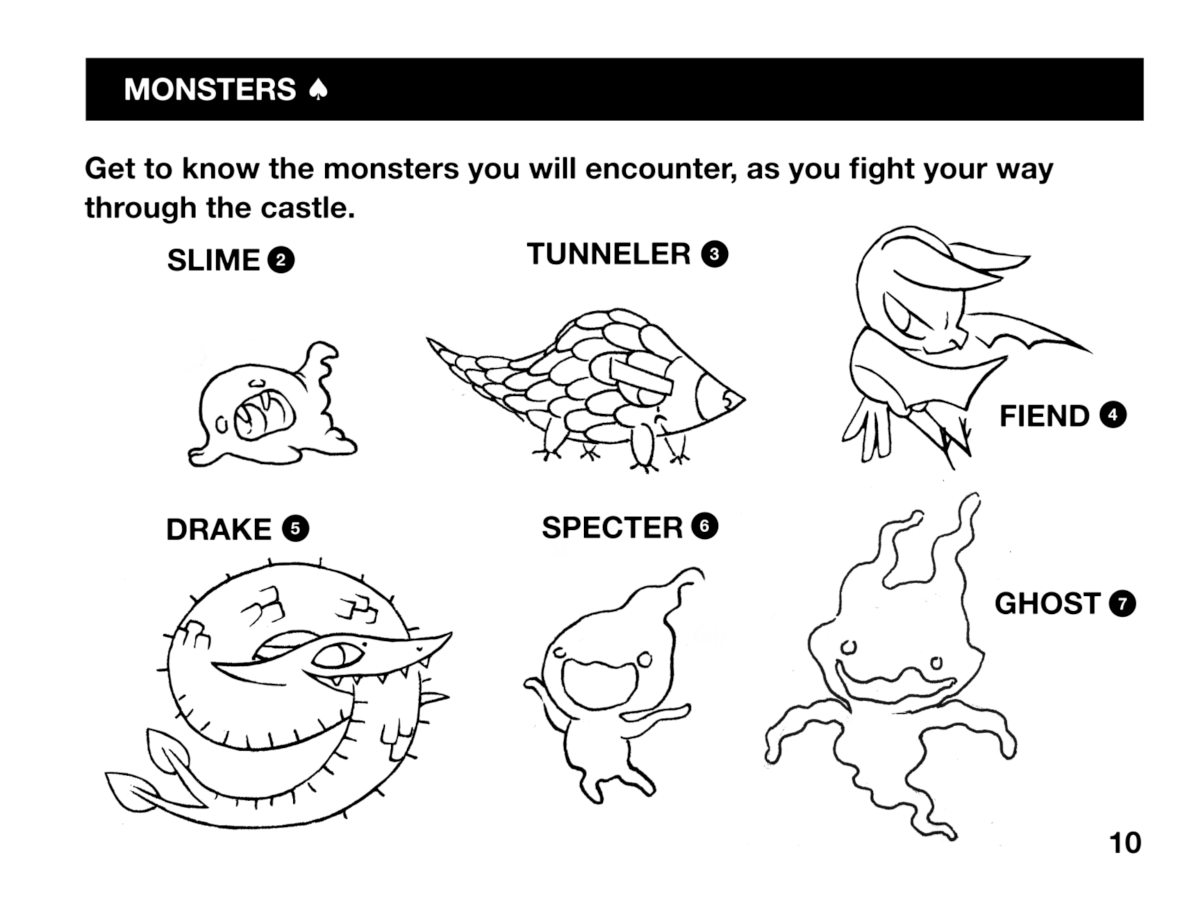 A preview image of the Donsol playing manual, showing some of the monsters encountered in the game
