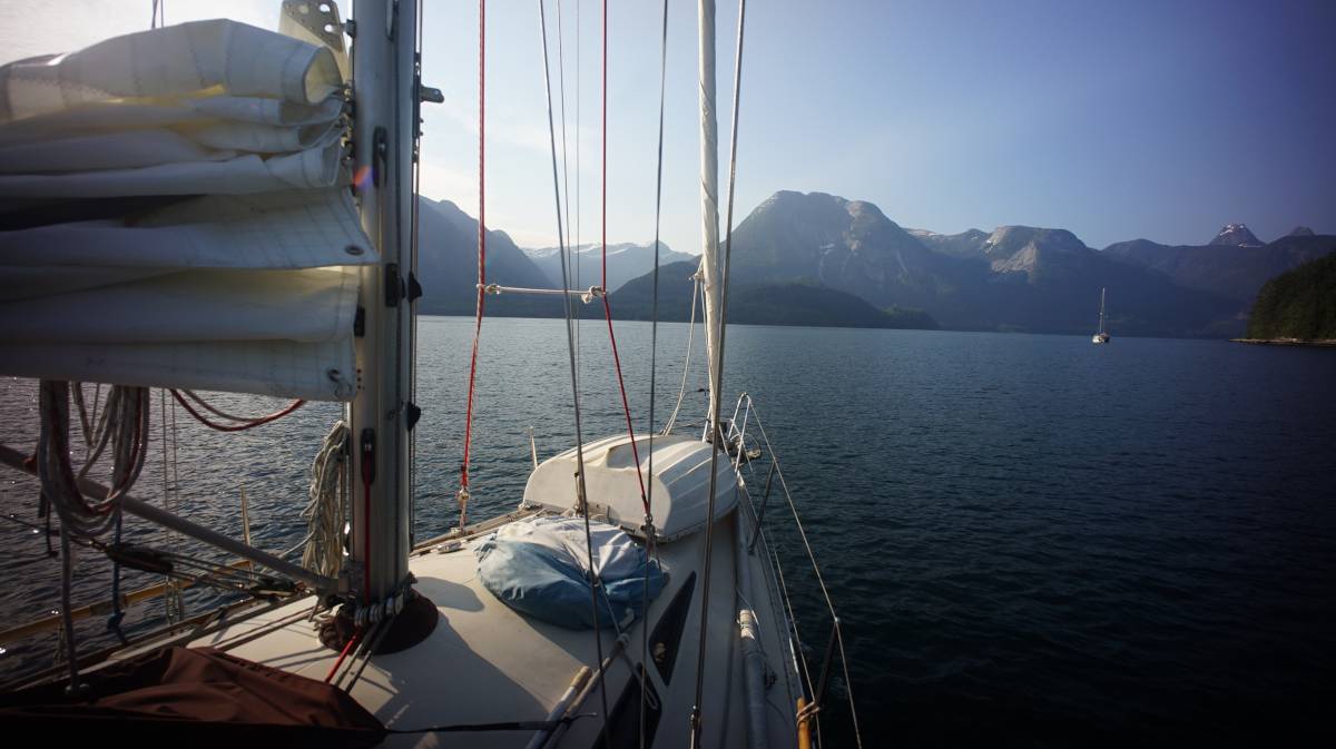 pino sailing out of Princess Louisa Inlet