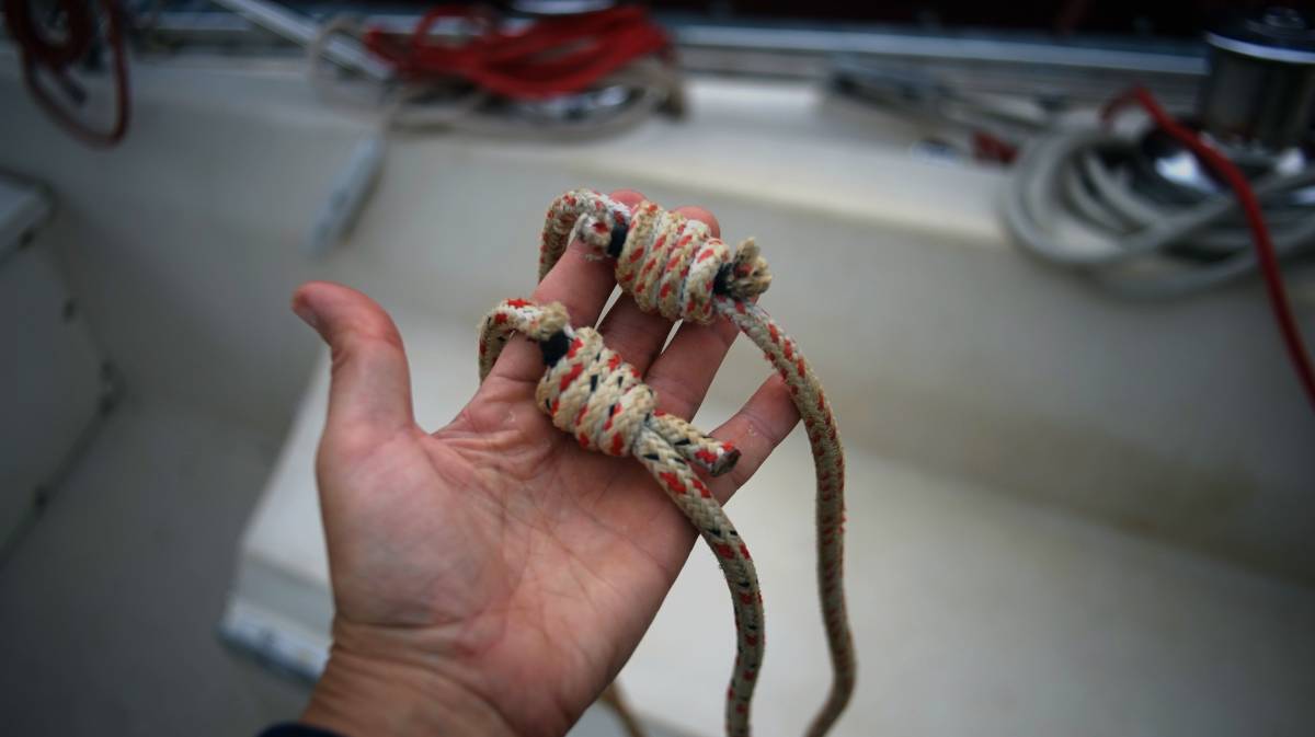 two rope loops formed by making a double fishermans knot