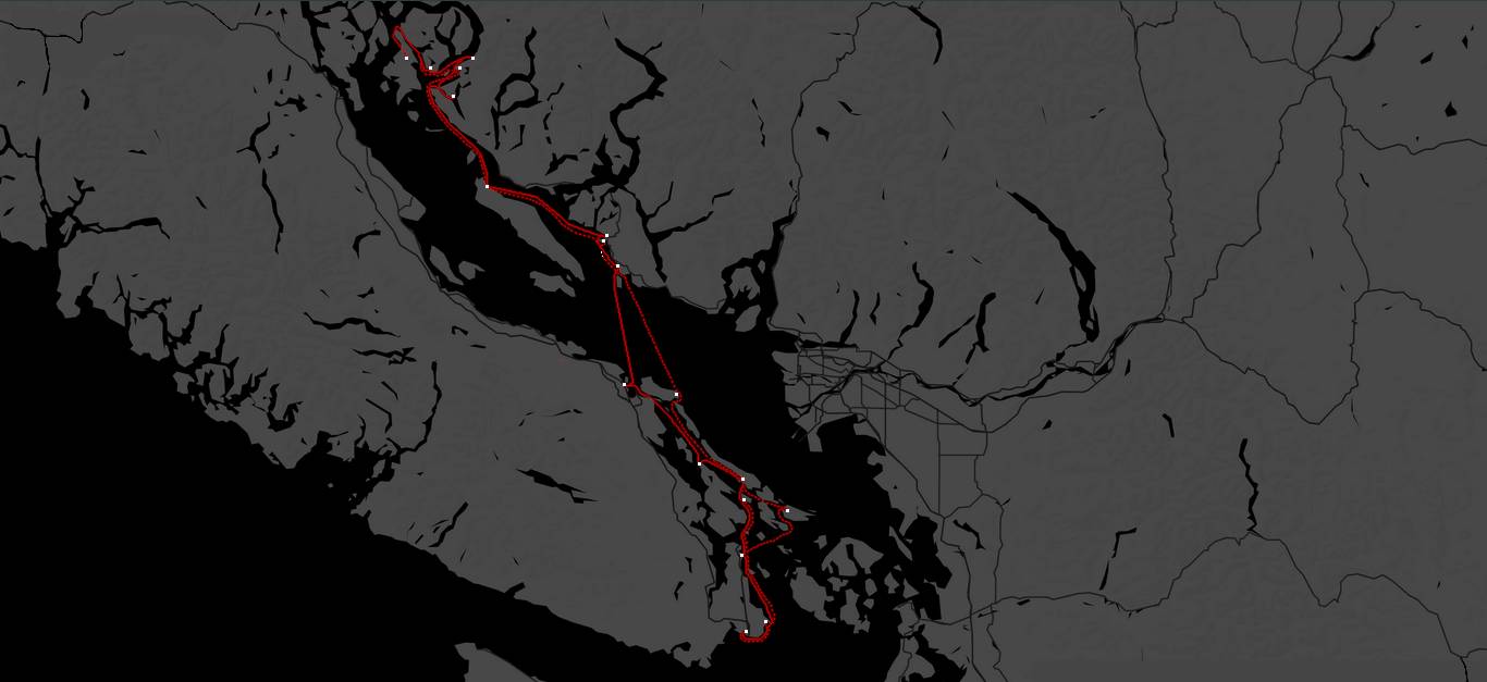2022 sailing route in bc canada