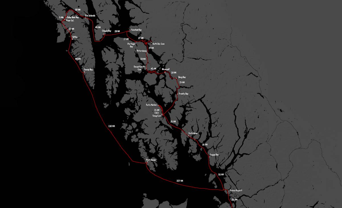 2024 sailing route in southeast alaska, starting in prince rupert and ending back there