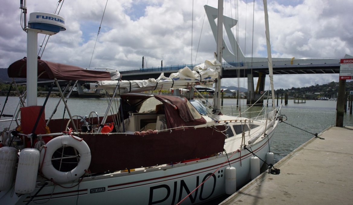 pino docked and waiting for the bride to open