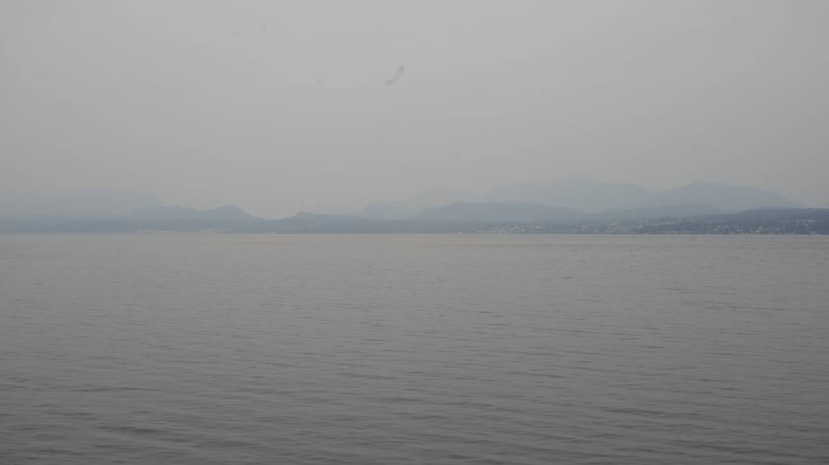view of malaspina strait full of smoke